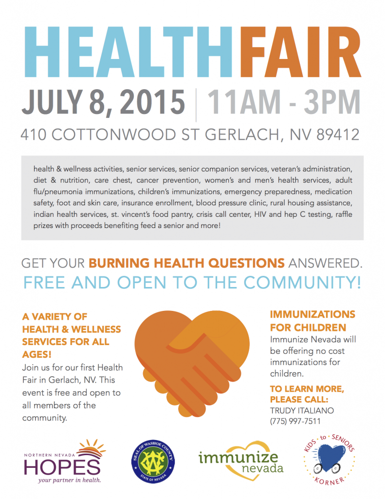 gerlach health fair flyer 2015-06-17pic - Northern Nevada HOPES